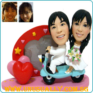 Custom 3D Caricature Wedding Biker Couple Figurines